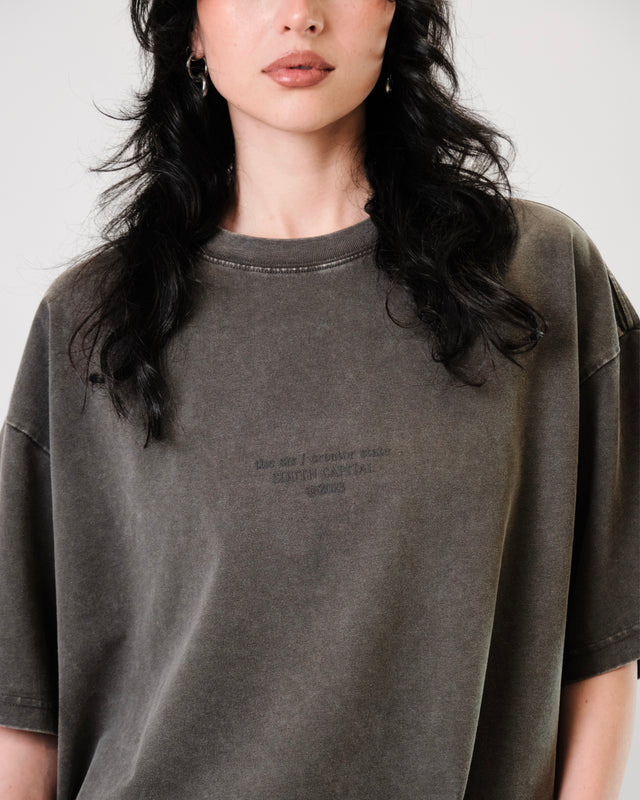 T- SHIRT the six/ creator state, khaki grunge color