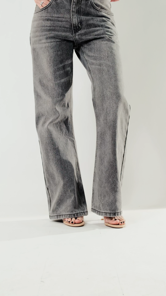 Gray flared* jeans