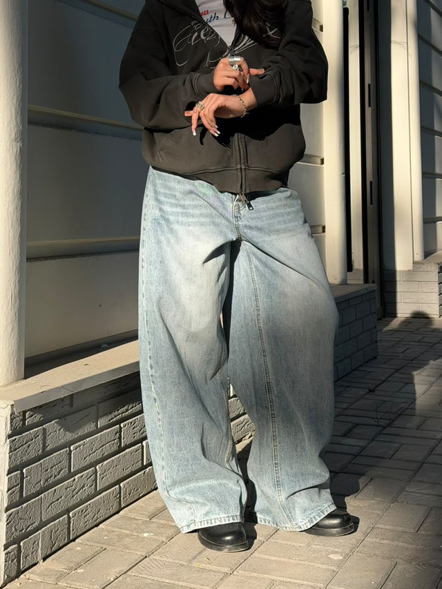 blue baggy jeans