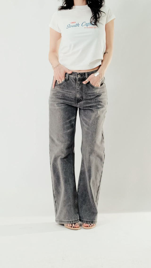 Gray flared* jeans