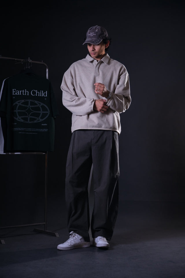 Polo Sweatshirt the six creative studio camel